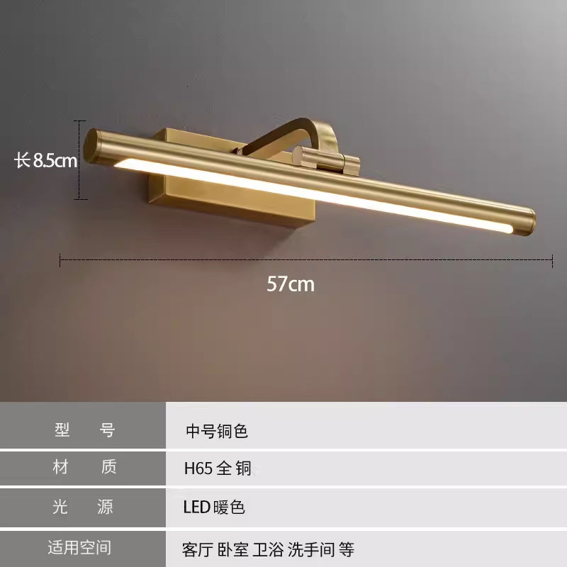 Postmodern Minimalist Copper Wall Light for Bathrooms