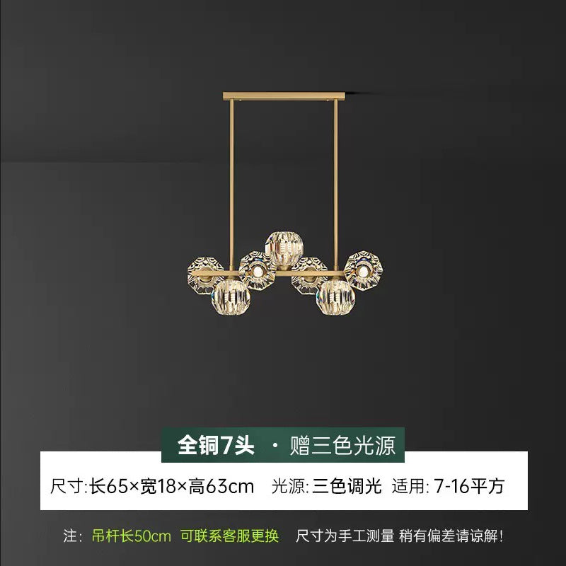 Modern Nordic Crystal Copper Dining Pendant Light