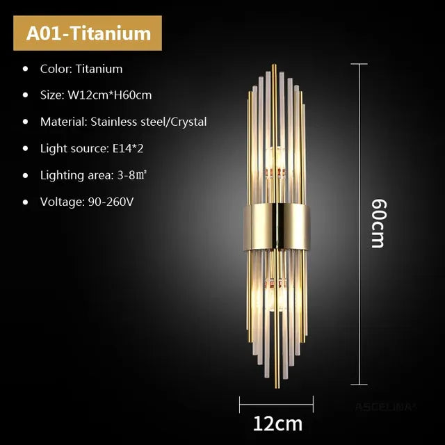 Luxury Modern LED Crystal Wall Lamp for Indoor Decor