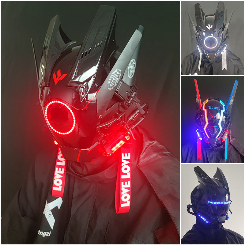 Cyberpunk LED Light-Up Mask for Music Festivals
