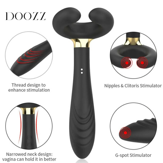 Doozz - Penis Masturbator G Spot Vibrator Double Penetration Clit Clitoral Dildo