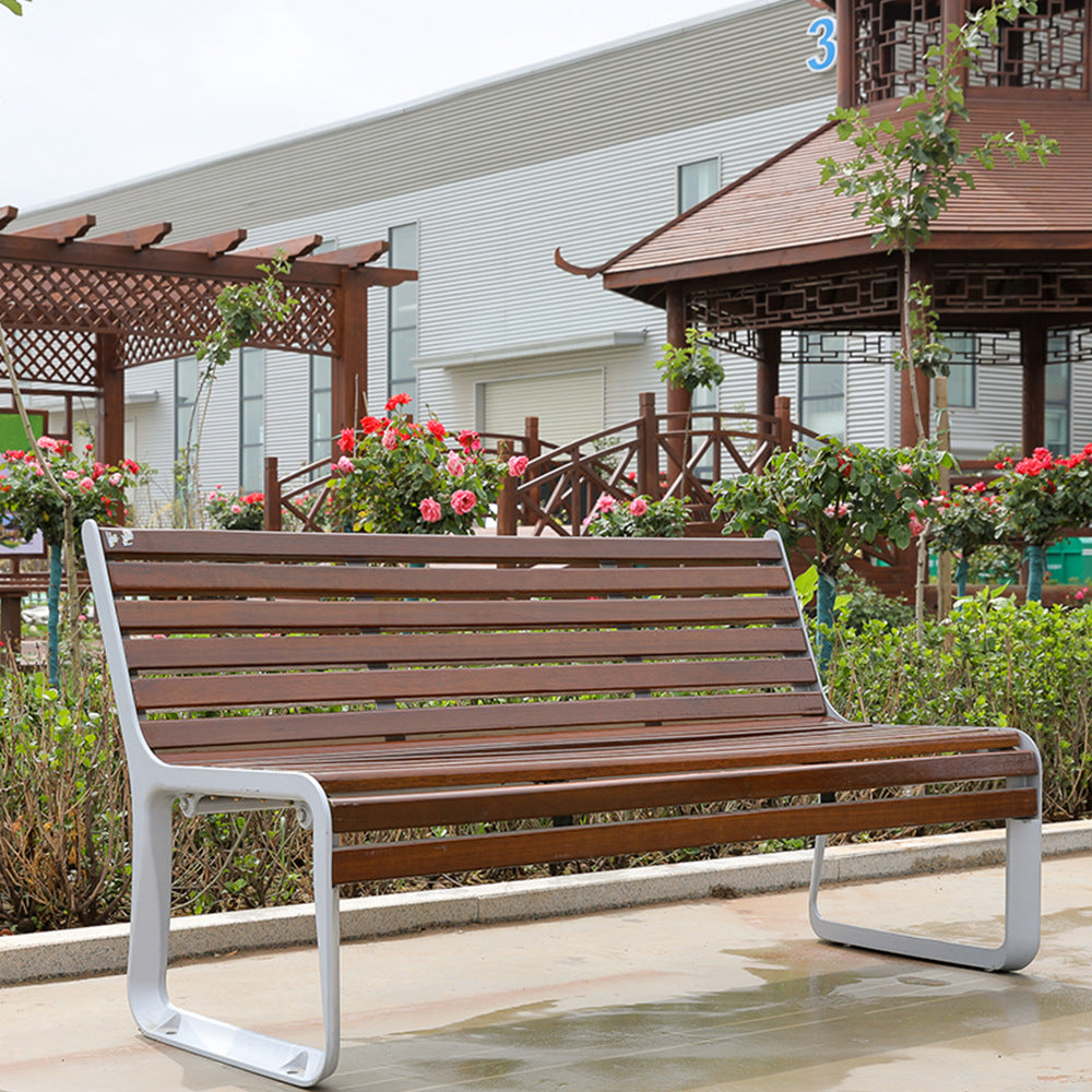 Teak Outdoor Chair with Aluminum Backrest and Bench