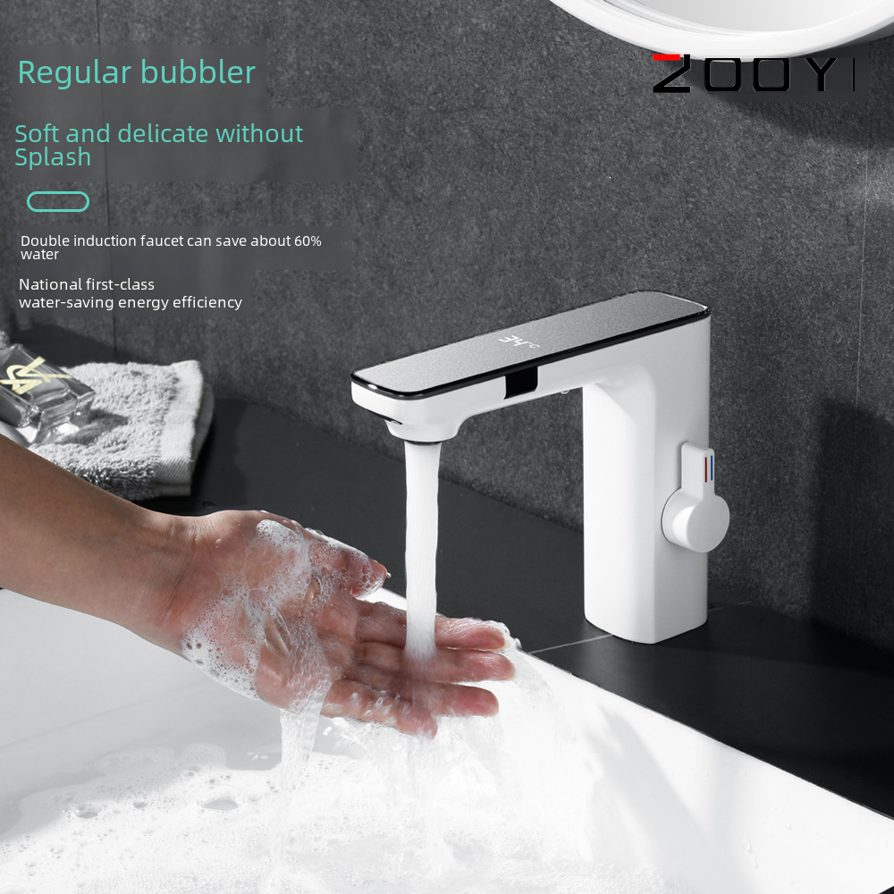 Smart Dual-Sensor Basin Faucet with Digital Display