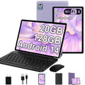 2025 Android 14 Tablet with Keyboard 20GB+128GB+1TB Expand 10.1 Inch Octa-Core 2-in-1 Tablets with HD IPS Display 5G WiFi 6 6000mAh Battery BT5.0 Split Screen Widevine L1 Mouse Case -Purple