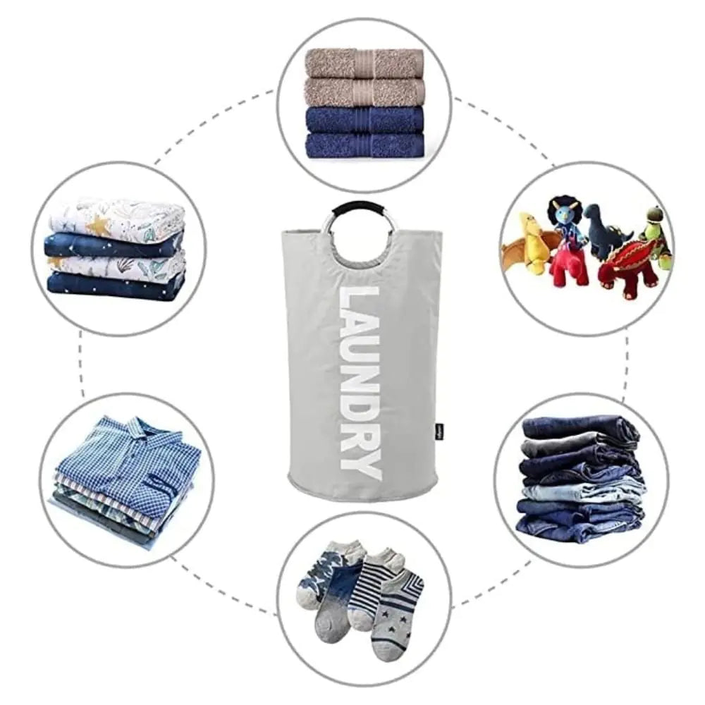 Fabric Heavy Duty Laundry Basket With Aluminum handle