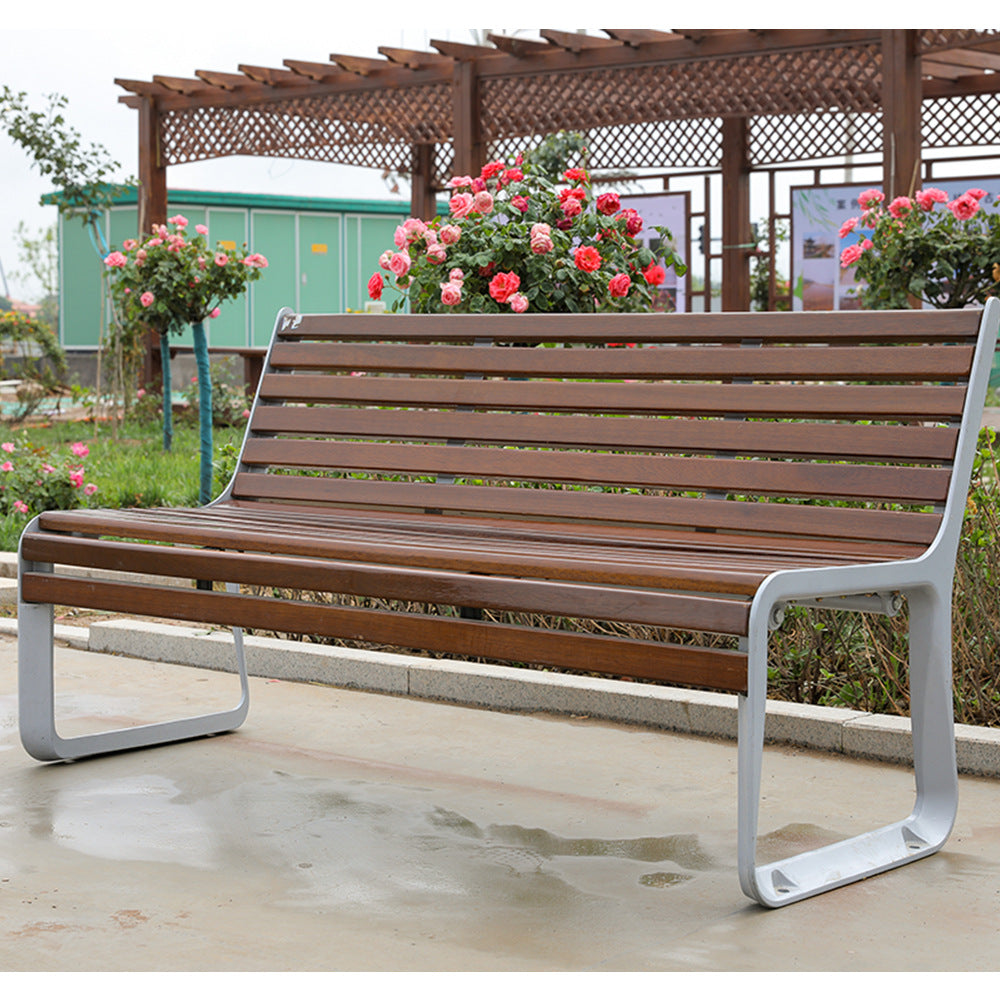 Teak Outdoor Chair with Aluminum Backrest and Bench