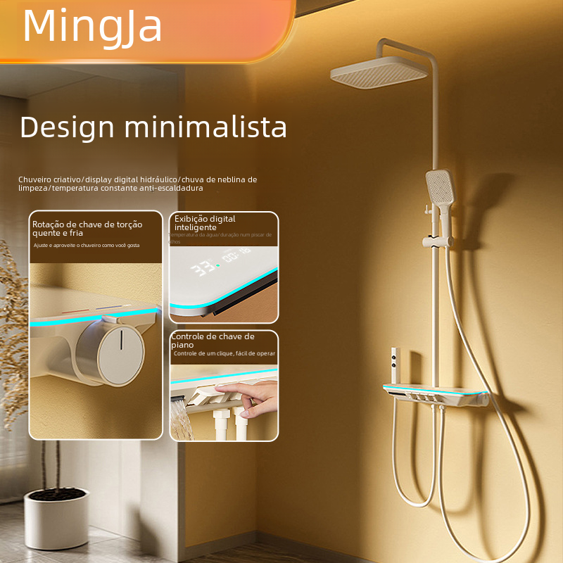 Piano Atmosphere Light with Brass Shower Set & Display Shelf