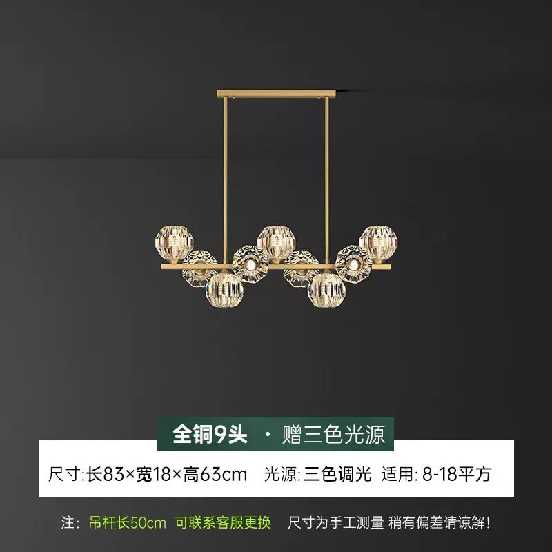 Modern Nordic Crystal Copper Dining Pendant Light