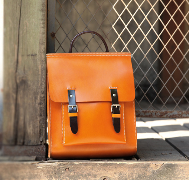 Vintage Handmade Leather Backpack for Women